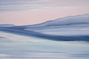 Sweeping fluid brushstrokes compose this detail closeup photo of an ocean landscape painting by Artist Dana Mooney. 