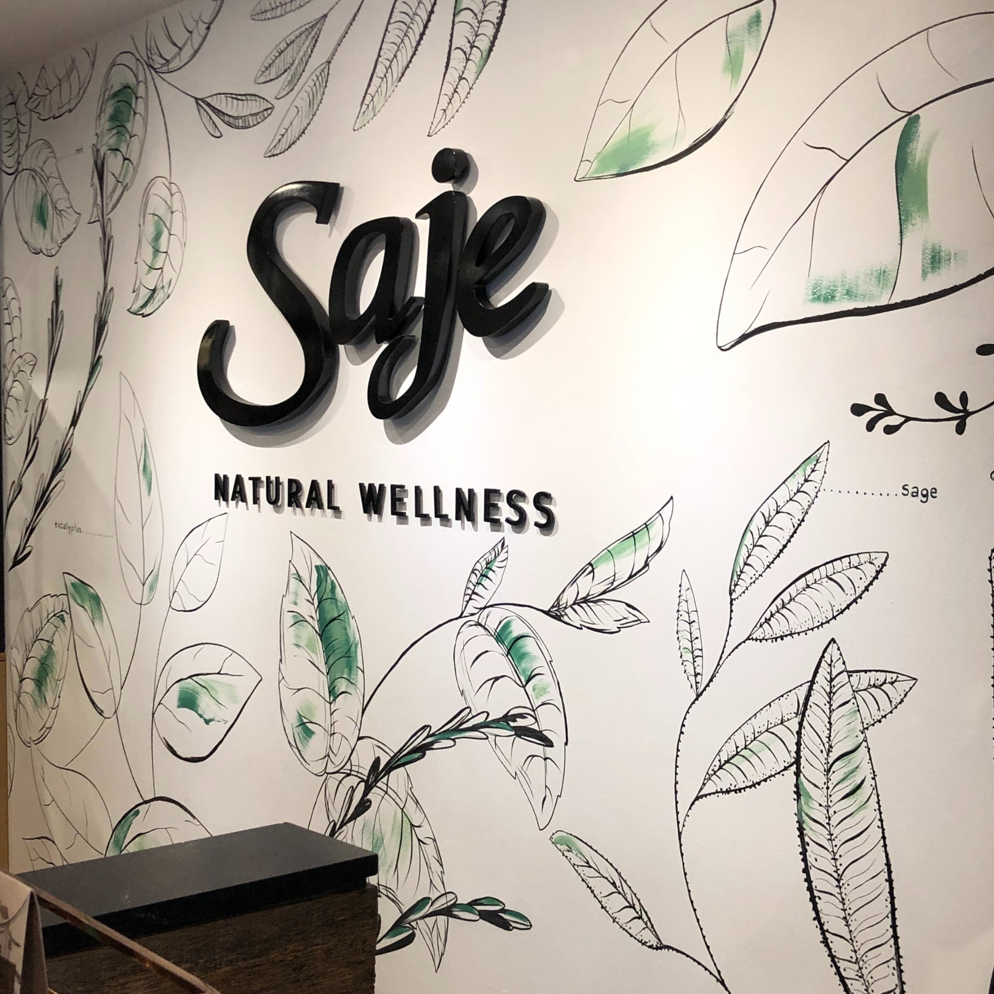 Botanical Line Drawing Wall Mural, Saje Natural Wellness