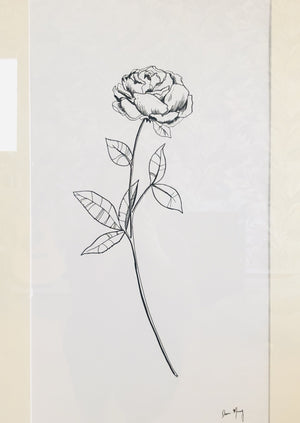 Peony - Framed Botanical Line Drawing