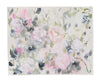 A mixed media abstract floral painting on watercolour paper.  Soft saje greens and greys blend behind textural pink and coral flower petals.  Splashes of paint and scribbles of pastel give this painting a modern feel. 