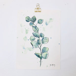 Green Eucalyptus Botanical Watercolour Painting